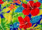 Colorful Polynesian textile, Waikiki, Honolulu, Oahu, Hawaii. Art Print